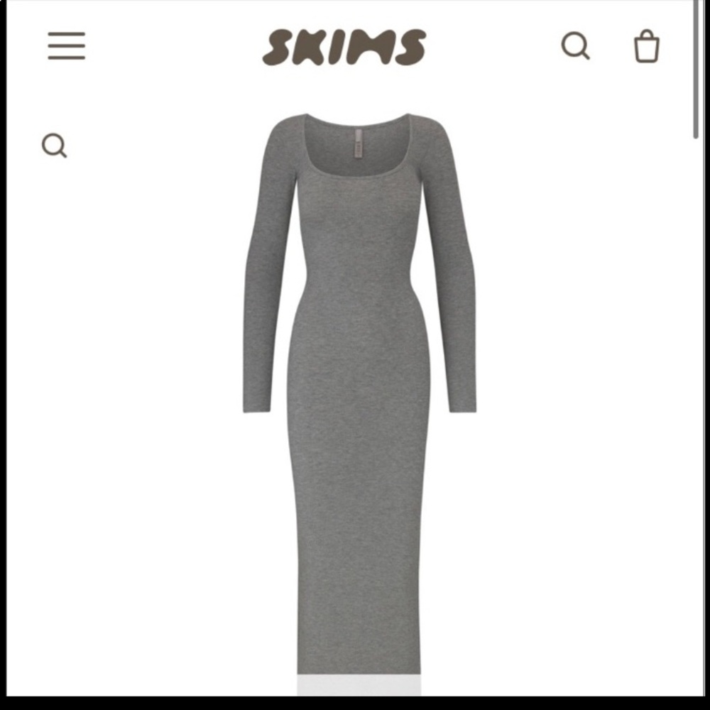 XS Skims SOFT LOUNGE LONG SLEEVE DRESS heather gray